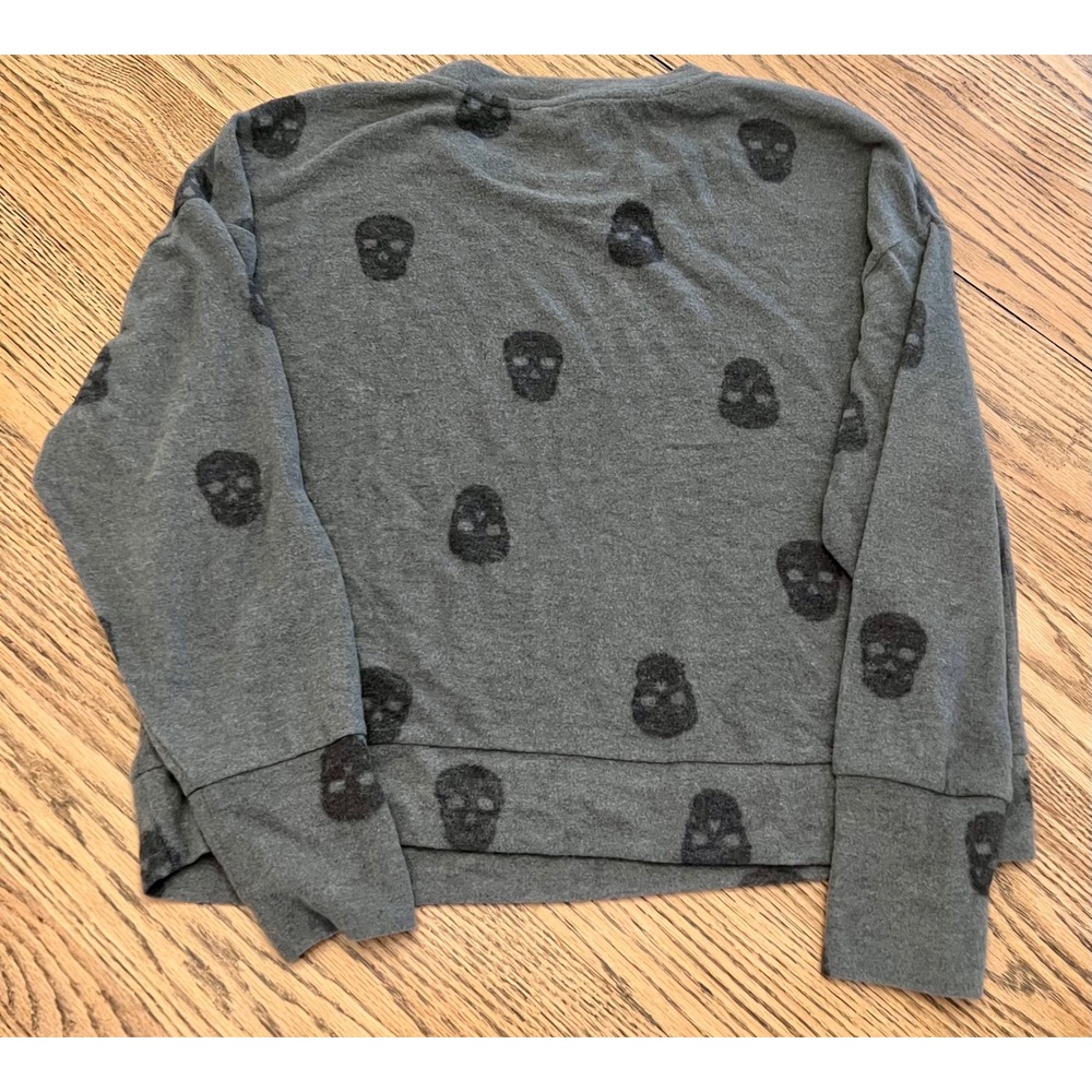 NWT Pink Rose Womens XL Grey Skull Print Hacci Knit Pullover Sweater - Picture 5 of 6